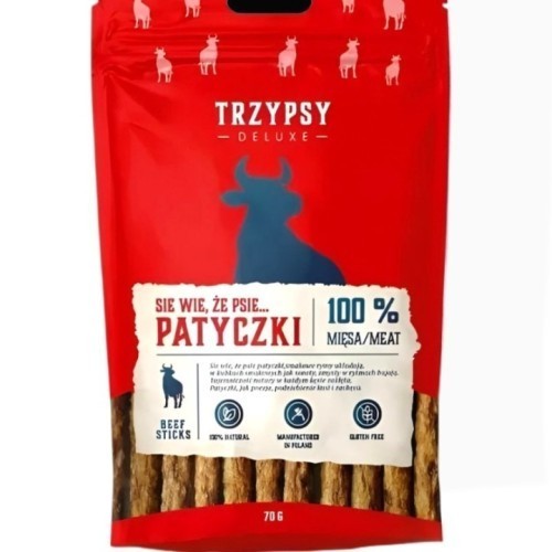 Trzy Psy Patyczki z wołowiny 70g | Przysmak mięsny dla psa