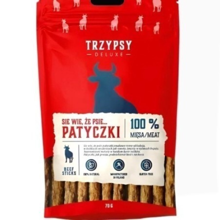 Trzy Psy Patyczki z wołowiny 70g | Przysmak mięsny dla psa