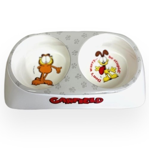 Garfield podwójna miska z melaminy | miska dla psa