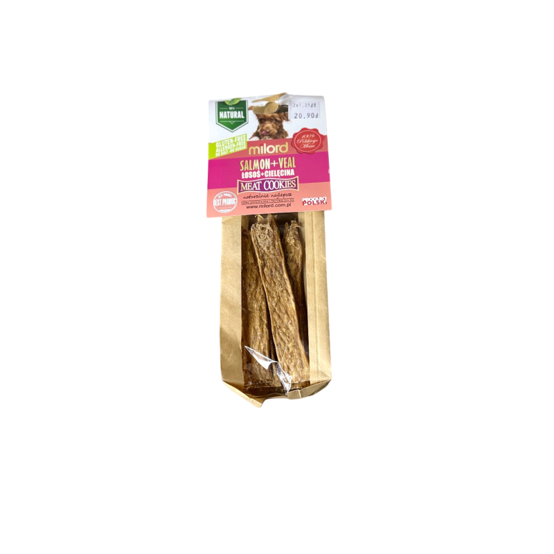 Milord Przysmak paski Łosos z Cielęciną 80g | Milord