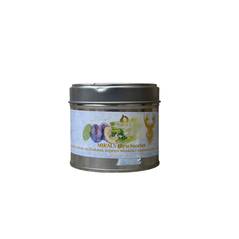 Mirals Lody dla psa sorbet z jelenia ze sliwkami, koprem włoskim i nasionami dyni 20g | Mirals